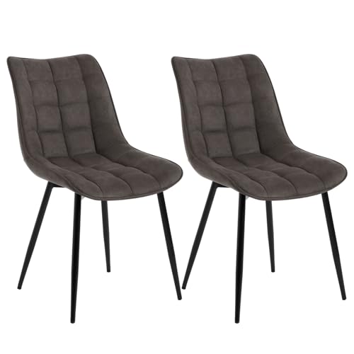 WOLTU Esszimmerstühle 2er Set Küchenstuhl Polsterstuhl Wohnzimmerstuhl Sessel mit Rückenlehne, Sitzfläche aus Stoffbezug, Metallbeine, Dunkelgrau BH247dgr-2 von WOLTU