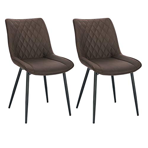WOLTU Esszimmerstühle 2er Set, Küchenstühle, Wohnzimmerstühle, Polsterstühle mit Rückenlehne, für Esszimmer, Küche, Wohnzimmer, Büro, Sitzfläche aus Stoffbezug, Metallbeine, Dunkelbraun BH248dbr-2 von WOLTU