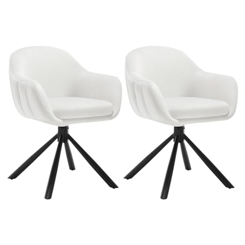 WOLTU Esszimmerstühle drehbar 2er Set, Drehstuhl Esszimmer, Esstisch Stühle, Küchenstühle, Samt Sessel Wohnzimmer, Armlehnstuhl modern, Essstühle, Polsterstuhl, Sessel modern, Beige, EZS05cm-2 von WOLTU