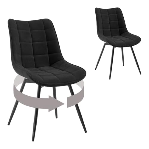 WOLTU Esszimmerstühle drehbar 2er Set Küchenstuhl Polsterstuhl Wohnzimmerstuhl Sessel mit Rückenlehne, Sitzfläche aus Samt, Metallbeine, Schwarz EZS86sz-2 von WOLTU