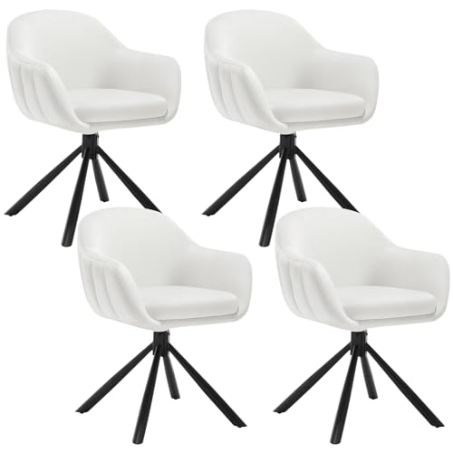 WOLTU Esszimmerstühle drehbar 4er Set, Drehstuhl Esszimmer, Esstisch Stühle, Küchenstühle, Samt Sessel Wohnzimmer, Armlehnstuhl modern, Essstühle, Polsterstuhl, Sessel modern, Beige, EZS05cm-4 von WOLTU