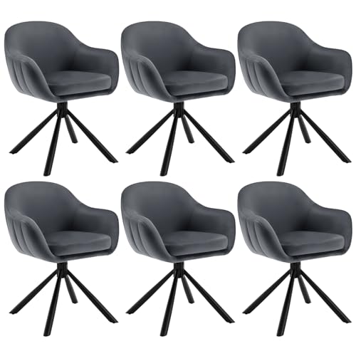 WOLTU Esszimmerstühle drehbar 6er Set, Drehstuhl Esszimmer, Esstisch Stühle, Küchenstühle, Samt Sessel Wohnzimmer, Armlehnstuhl modern, Essstühle, Polsterstuhl, Sessel modern, Dunkelgrau, EZS05dgr-6 WOLTU Esszimmerstühle drehbar 6er Set, Drehstuhl Esszimmer, Esstisch Stühle, Küchenstühle, Samt Sessel Wohnzimmer, Armlehnstuhl modern, Essstühle, Polsterstuhl, Sessel modern, Dunkelgrau, EZS05dgr-6 von WOLTU