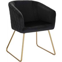 Esszimmerstuhl Küchenstuhl Polsterstuhl Wohnzimmerstuhl Sessel mit Armlehne, Sitzfläche aus Samt, Metall Gold Beine, Schwarz - schwarz - Woltu von WOLTU