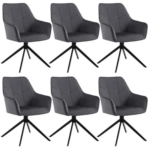 WOLTU Esszimmerstühle drehbar 6er Set, Stuhl Esszimmer Esstisch, Küchenstuhl Drehstuhl Polsterstuhl mit Armlehnen, gepolsterter Armlehnstuhl, aus Samt, Metallbeine, Dunkelgrau, EZS09dgr-6 WOLTU Esszimmerstühle drehbar 6er Set, Stuhl Esszimmer Esstisch, Küchenstuhl Drehstuhl Polsterstuhl mit Armlehnen, gepolsterter Armlehnstuhl, aus Samt, Metallbeine, Dunkelgrau, EZS09dgr-6 von WOLTU
