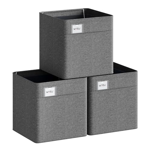 WOLTU Faltbare Aufbewahrungsboxen 3 Stück, Stoffboxen mit Griffen und Etikette, Aufbewahrungswürfel Organizer für Regal, Dunkelgrau, 26x26x25,5cm WOLTU Faltbare Aufbewahrungsboxen 3 Stück, Stoffboxen mit Griffen und Etikette, Aufbewahrungswürfel Organizer für Regal, Dunkelgrau, 26x26x25,5cm von WOLTU