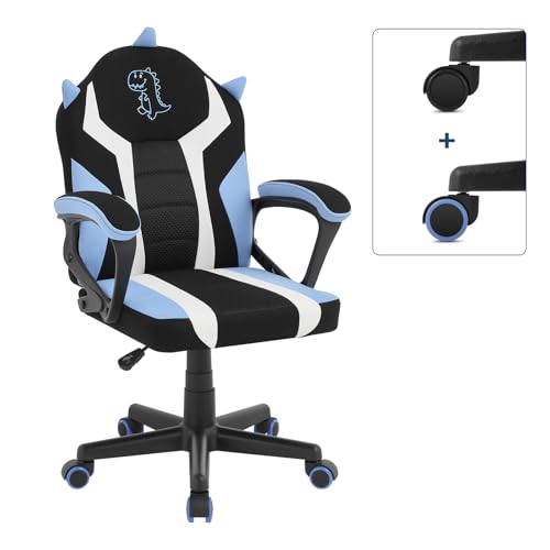 WOLTU Gaming Stuhl Kinder, Kinderschreibtischstuhl Ergonomisch mit Lehne und Armlehnen, for Kinderzimmer, mit Universalräder und Beschwerte Räder, Netzstoff, Blau von WOLTU