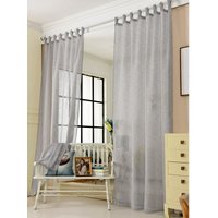 Gardinen transparent mit Schlaufen Leinen Optik, Schlaufenschal Leinenvorhang im Landhausstil Stores Voile Fensterschal für Wohnzimmer Kinderzimmer von WOLTU