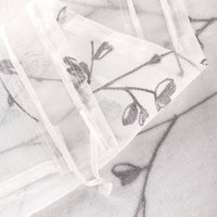 WOLTU Gardinen transparent Blumen Stickerei mit Kräuselband Leinen Optik(2 Stücke) grau 140x225 cm von WOLTU
