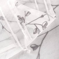WOLTU Gardinen transparent Blumen Stickerei mit Kräuselband Leinen Optik(2 Stücke) grau 140x245 cm von WOLTU