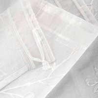 WOLTU Gardinen transparent Blumen Stickerei mit Kräuselband Leinen Optik(2 Stücke) weiß 140x175 cm von WOLTU