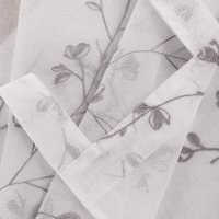 WOLTU Gardinen transparent Blumen Stickerei mit Schlaufen Leinen Optik(2 Stücke) grau 140x245 cm von WOLTU