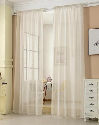 WOLTU Gardinen, Vorhänge für Wohnzimmer Kinderzimmer Schlafzimmer, mit Kräuselband, Leinenoptik, Halbtransparent Voile, 140 x 145 cm, Creme WOLTU Gardinen, Vorhänge für Wohnzimmer Kinderzimmer Schlafzimmer, mit Kräuselband, Leinenoptik, Halbtransparent Voile, 140 x 145 cm, Creme von WOLTU