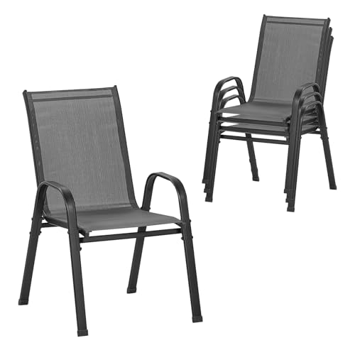 WOLTU Gartensessel 4 er Set, stapelbare Gartenstühle, Garten Sitzgruppe Outdoor ergonomisch, wetterfeste Terrassenmöbel für Garten, Terrasse, Balkon, Dunkelgrau WOLTU Gartensessel 4 er Set, stapelbare Gartenstühle, Garten Sitzgruppe Outdoor ergonomisch, wetterfeste Terrassenmöbel für Garten, Terrasse, Balkon, Dunkelgrau von WOLTU