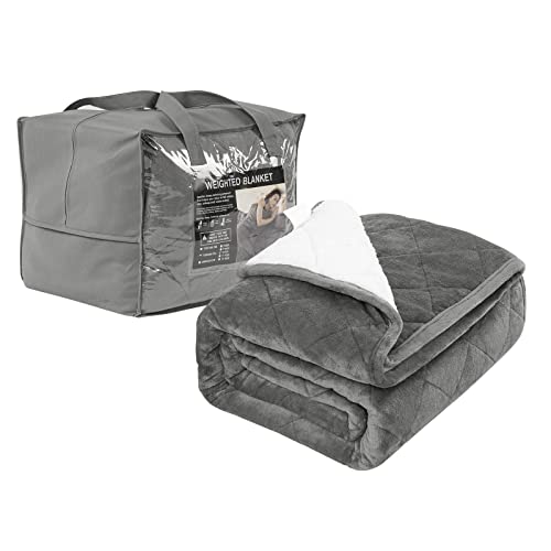 WOLTU Gewichtsdecke 11kg 150x200 cm flauschig, Therapiedecke Erwachsene Schwere Decke aus Flanell Sherpa, Doppelseitige beschwerte Decke mit Glaskügelchen, Weighted Blanket Anti Stress, Grau von WOLTU