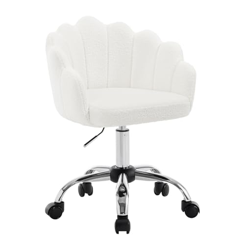 WOLTU Homeoffice Stuhl, Schreibtischstuhl Schminkstuhl ergonomisch, Blütenblatt-Rückenlehne, Drehstuhl mit Rollen, Sessel höhenverstellbar, mit Metallrahmen, Kaschmir Stoff, Cremeweiß, BS170cm WOLTU Homeoffice Stuhl, Schreibtischstuhl Schminkstuhl ergonomisch, Blütenblatt-Rückenlehne, Drehstuhl mit Rollen, Sessel höhenverstellbar, mit Metallrahmen, Kaschmir Stoff, Cremeweiß, BS170cm von WOLTU