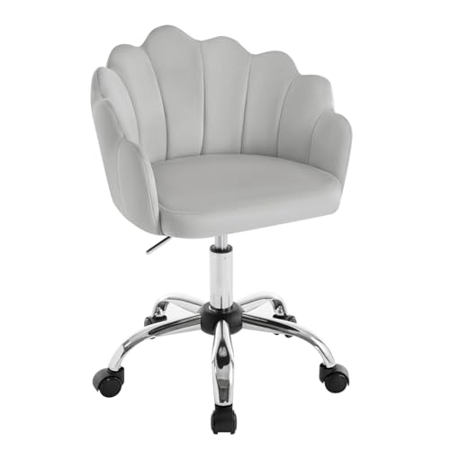 WOLTU Homeoffice Stuhl Samt, Schreibtischstuhl Schminkstuhl ergonomisch, mit Blütenblatt-Rückenlehne, Drehstuhl mit Rollen, Sessel höhenverstellbar, mit Metallrahmen, Hellgrau BS152hgr WOLTU Homeoffice Stuhl Samt, Schreibtischstuhl Schminkstuhl ergonomisch, mit Blütenblatt-Rückenlehne, Drehstuhl mit Rollen, Sessel höhenverstellbar, mit Metallrahmen, Hellgrau BS152hgr von WOLTU