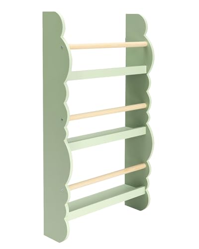 WOLTU Kinder Bücherregal Wand, Bücher-Organizer mit 3 Ablagen, Kinderregal für Buchaufbewahrung, Wandregal Kinderzimmer aus Kiefernholz E1 MDF, für Spielzimmer, Grün WOLTU Kinder Bücherregal Wand, Bücher-Organizer mit 3 Ablagen, Kinderregal für Buchaufbewahrung, Wandregal Kinderzimmer aus Kiefernholz E1 MDF, für Spielzimmer, Grün von WOLTU