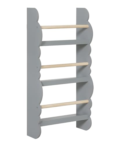 WOLTU Kinder Bücherregal Wand, Bücher-Organizer mit 3 Ablagen, Kinderregal für Buchaufbewahrung, Wandregal Kinderzimmer aus Kiefernholz E1 MDF, für Spielzimmer, Grau WOLTU Kinder Bücherregal Wand, Bücher-Organizer mit 3 Ablagen, Kinderregal für Buchaufbewahrung, Wandregal Kinderzimmer aus Kiefernholz E1 MDF, für Spielzimmer, Grau von WOLTU