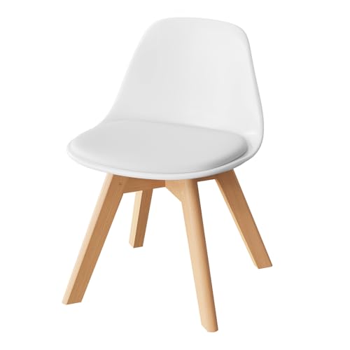 WOLTU Kinderstühle mit Holzbeinen, Stuhl für Kinder, Sitzhöhe 33 cm, Stabile Kinder Stühle mit Rückenlehne für Kinderzimmer, Sitzgruppe Kindertisch, 56 x 38 x 33 cm, Weiß von WOLTU