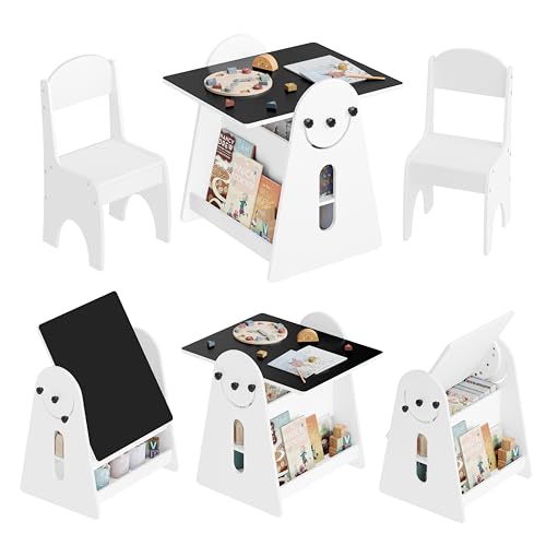 WOLTU Kindertisch mit 2 Stühlen, Kindertisch mit Stauraum, Innen 3 in 1 Maltisch/Tafeltisch mit Bücherregalen für Kinderzimmer, Vorschüler Kindersitzgruppe Indoor, Weiß WOLTU Kindertisch mit 2 Stühlen, Kindertisch mit Stauraum, Innen 3 in 1 Maltisch/Tafeltisch mit Bücherregalen für Kinderzimmer, Vorschüler Kindersitzgruppe Indoor, Weiß von WOLTU