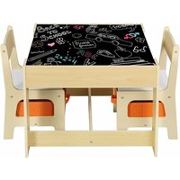 3tlg. Kindersitzgruppe Kindertisch mit 2 Stühlen Sitzgruppe mit Stauraum für Kinder Vorschüler Kindermöbel - Woltu von WOLTU