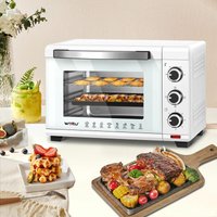 WOLTU Mini Backofen 28L, Pizzaofen inkl. Backblech Grillrost Krümelblech Rostheber, 1600 W, 100-230 °C, Timer 0-60 Min, 3 Heizmodi Weiß - Weiß von WOLTU