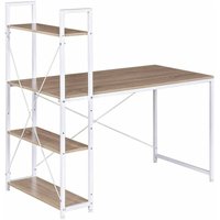 Woltu - Schreibtisch Computertisch Büromöbel pc Tisch Bürotisch Arbeitstisch aus Holz und Stahl, mit Ablage, ca. 120x64x120 cm, Heller Eiche+weiß von WOLTU