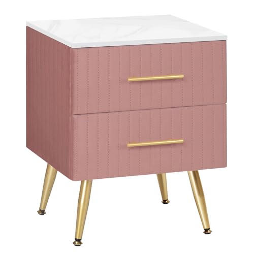 WOLTU Nachttisch Sofatisch Nachtkommode Nachtschrank mit 2 Schubladen für Schlafzimmer Wohnzimmer aus MDF, Einfache Installation 40.5x41x51cm, Samt, Rosa TS134rs WOLTU Nachttisch Sofatisch Nachtkommode Nachtschrank mit 2 Schubladen für Schlafzimmer Wohnzimmer aus MDF, Einfache Installation 40.5x41x51cm, Samt, Rosa TS134rs von WOLTU
