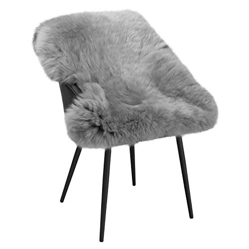 WOLTU Öko Lammfell Schaffell Teppich, Echtes Naturfell Weich Flauschig Wollteppich für Wohnzimmer Schlafzimmer Kinderzimmer als Bett-Vorleger oder Matte für Stuhl Sofa, Hellgrau, (100-110) x65cm von WOLTU