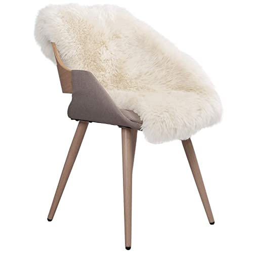 WOLTU Öko Lammfell Schaffell Teppich, Echtes Naturfell Weich Flauschig Wollteppich für Wohnzimmer Schlafzimmer Kinderzimmer als Bett-Vorleger oder Matte für Stuhl Sofa Weiß, (90-110) x60cm von WOLTU