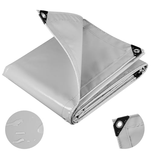 WOLTU PVC Abdeckplane 4x5m LKW Plane Industrie Gewebeplane wasserdicht Schutzplane 500 g/m² Bootsplane Poolplane Hellgrau von WOLTU
