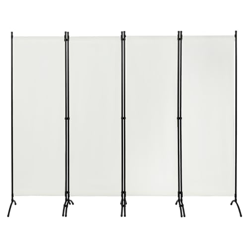 WOLTU Paravent 4 Teilig 224x182 cm Creme, Raumteiler Freistehend Trennwand und Klappbar, Sichtschutz Spanische Wand für Innen- und Außenbereich, Ideal für Wohnzimmer, Balkon und Garten von WOLTU