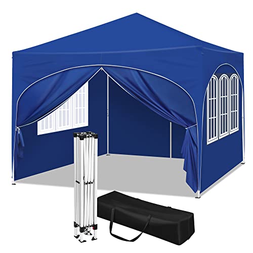 WOLTU Pavillon, Faltpavillon 3x3 m, mit 4 Seitenwänden, Partyzelt wasserabweisend UV-Schutz 50+, höhenverstellbarer Gartenpavillon, mit Tragetasche, für Outdoor Garten Camping,Blau von WOLTU