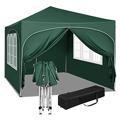 WOLTU Pavillon, Faltpavillon 3x3 m, mit 4 Seitenwänden, Partyzelt wasserabweisend UV-Schutz 50+, höhenverstellbarer Gartenpavillon, mit Tragetasche, für Outdoor Garten Camping Grün von WOLTU