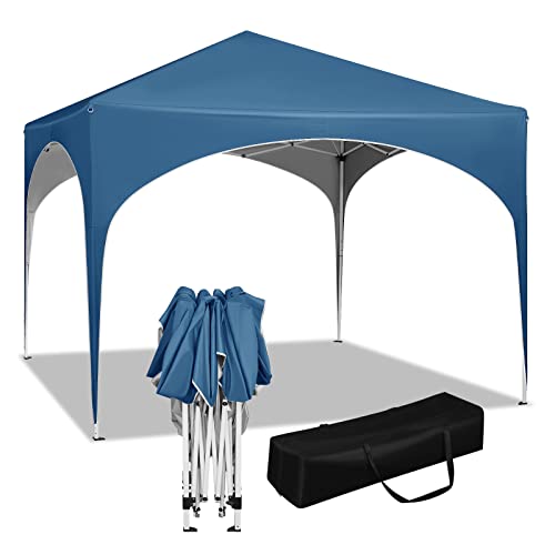 WOLTU Pavillon Faltbar wasserdichter Faltpavillon Sonnenschutz Event Gazebo Gartenpavillon auf Terrasse Camping Festival mit Halbmonddach Pagodenzelt des Halbkreises aus Oxford Metallrahmen 3x3m Blau von WOLTU