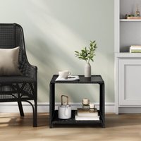 WOLTU Polyrattan Beistelltisch Wetterfest Balkontisch mit Glasplatte offenem Fach Terrassentisch Outdoor Tisch bis 80kg Belastbarkeit 45x40x45 cm von WOLTU