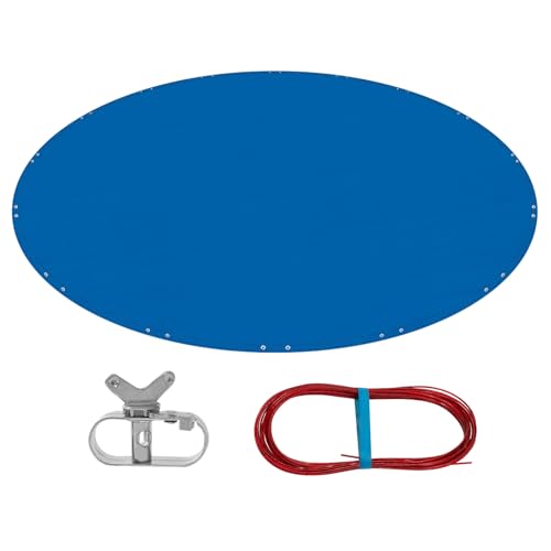 WOLTU Poolabdeckung Ø 360 cm für Rund Pools Ø 300-320 cm, Poolplane aus 200 g/m² PE, Pool Abdeckplane mit Ösen Drahtseil Aluminiumverschluss, wasserdichte Poolfolie für Sommer Winter, Blau von WOLTU