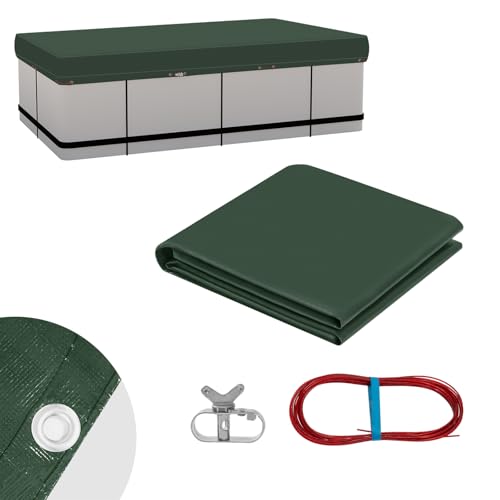 WOLTU Poolabdeckung Rectangular 450x220x20cm wasserdicht, Solarplane Winterabdeckplane aus 200 g/m² PE, Abdeckplane mit Drahtseil und Aluminium-Befestigungselement, Grün von WOLTU