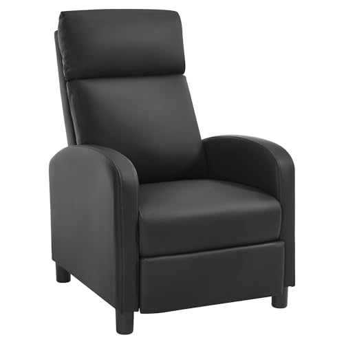 WOLTU Relaxsessel, mit Liegefunktion Schlaffunktion, mit hocker, verstellbar, Wohnzimmer Schlafzimmer, Polster, 89 x 102 x 65,5 cm, Kunstleder, Schwarz von WOLTU