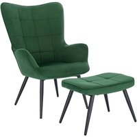Relaxsessel Lehnstuhl Sessel Polstersessel mit Hocker grün - grün - Woltu von WOLTU