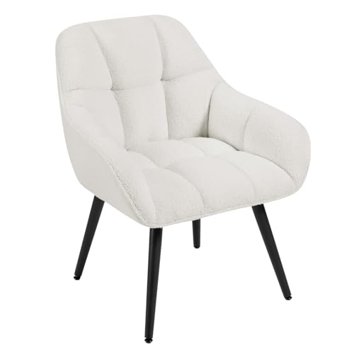 WOLTU Relaxsessel Schminktisch Stuhl, Ohrensessel modern, für Schlafzimmer Wohnzimmer, Balkon, Lesesessel mit Polster, Metallbeinen, 150 kg belastbar, Creme von WOLTU