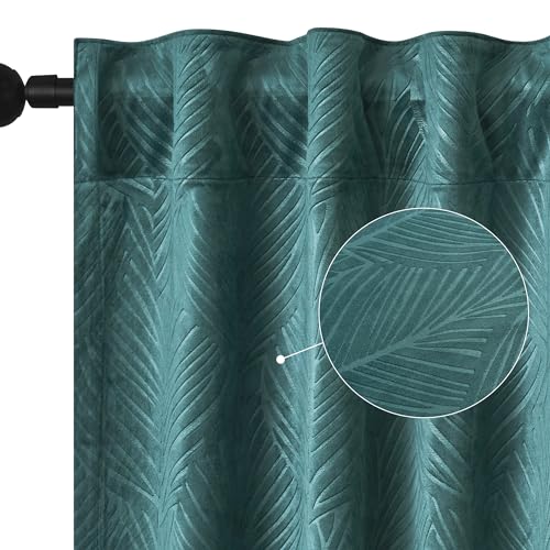 WOLTU Samtvorhang Gardinen mit Kräuselband Vorhang Blickdicht Verdunklungsvorhänge Samt Thermovorhang Kälteschutz, Velvet Samt Curtains für Deko Schlafzimmer Wohnzimmer, 135x225cm Dunkelgrün (1 Stück) von WOLTU