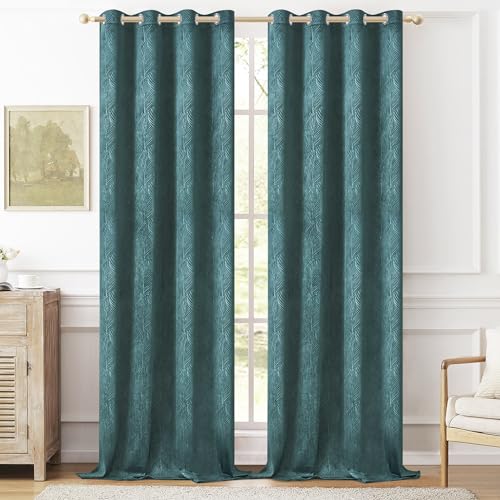 WOLTU Samtvorhang Gardinen mit Ösen Vorhang Blickdicht 135x245 cm, 2er Set Verdunklungsvorhänge Samt Thermovorhang Kälteschutz Winter, Velvet Samt Curtains für Deko Schlafzimmer Wohnzimmer, Dunkelgrün von WOLTU