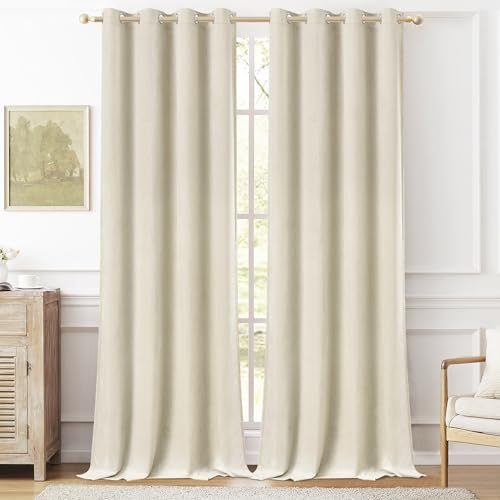 WOLTU Samtvorhang Gardinen mit Ösen Vorhang Blickdicht 135x245 cm, 2er Set Verdunklungsvorhänge Samt Thermovorhang Kälteschutz Winter, Velvet Samt Curtains für Deko Schlafzimmer Wohnzimmer, Beige von WOLTU