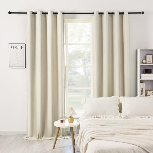 WOLTU Samtvorhang Gardinen mit Ösen Vorhang Blickdicht Verdunklungsvorhänge Samt Thermovorhang Kälteschutz, Velvet Samt Curtains für Deko Schlafzimmer Wohnzimmer, 135x245 cm Beige (1 Stück) von WOLTU