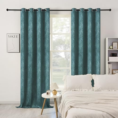 WOLTU Samtvorhang Gardinen mit Ösen Vorhang Blickdicht Verdunklungsvorhänge Samt Thermovorhang Kälteschutz, Velvet Samt Curtains für Deko Schlafzimmer Wohnzimmer, 135x260 cm Dunkelgrün (1 Stück) von WOLTU