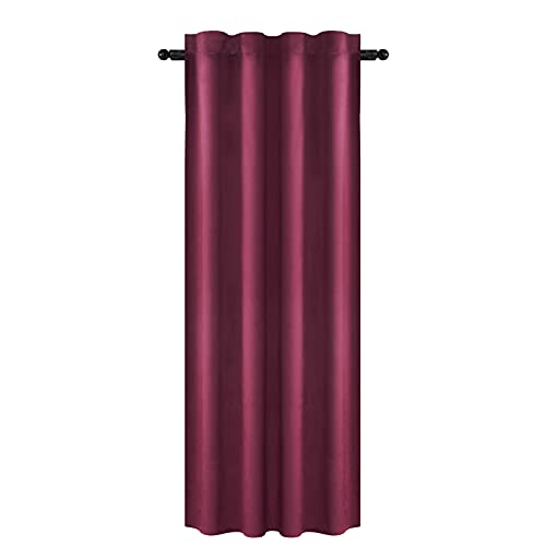 WOLTU Samtvorhang Verdunklungsgardine mit Kräuselband Blickdicht Thermogardine, 300 g/m² Schwere Samtige Verdunklungsvorhang für Schlafzimmer Geräuschreduzierung Bordeaux 140x225 cm (1 Stück) von WOLTU