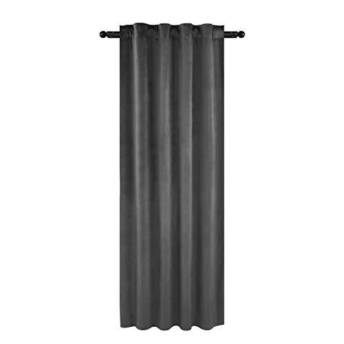 WOLTU Samtvorhänge, für Schlafzimmer Wohnzimmer, Verdunklungsvorhang mit Kräuselband Thermogardine, 300 g/m² Schwere Samtige, 140 x 245 cm, Grau von WOLTU