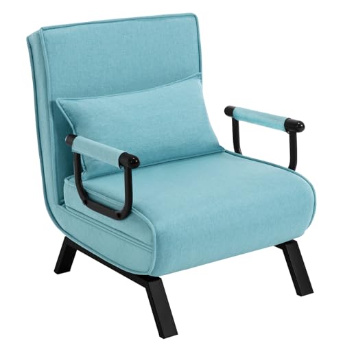 WOLTU Schlafsessel 3 in 1 mit bettfunktion, Gästebettfür, Schlafsofa mit Bettfunktion, Verstellbarer Rückenlehne, Wohnzimmer, Schlafzimmer, Balkon, Metallrahmen Leinen, 65 x 75 x 78cm, Blau von WOLTU