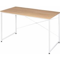 Schreibtisch Computertisch Büromöbel pc Tisch Bürotisch Arbeitstisch aus Holz und Stahl, ca.120x60x70 cm, Weiß+Hell Eiche - Weiß+Hell Eiche - Woltu von WOLTU